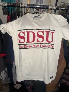 Jansport White Tee with Red SDSU Logo